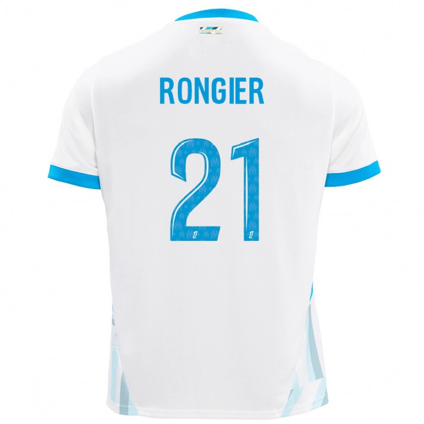 Danxen Mujer Camiseta Valentin Rongier #21 Blanco Azul Cielo 1ª Equipación 2024/25 La Camisa