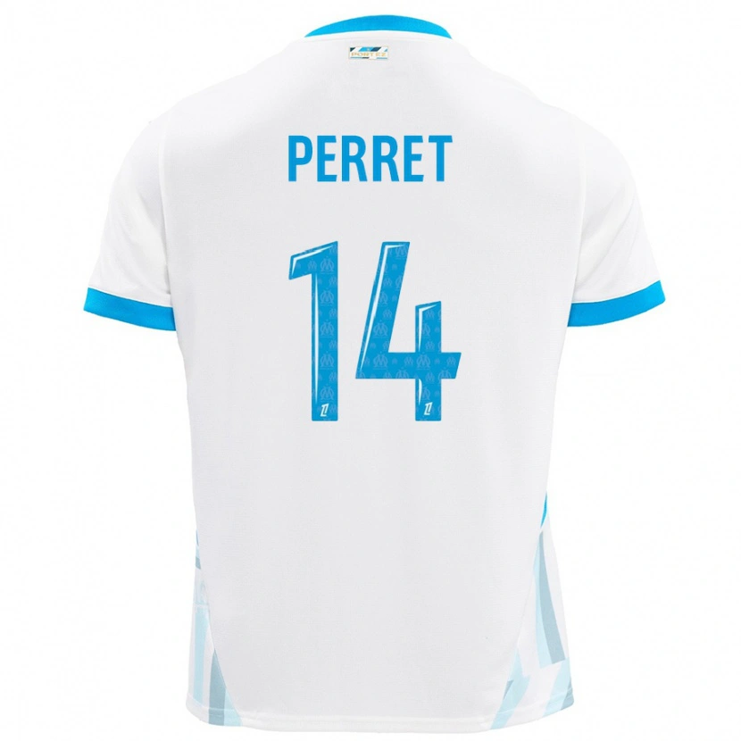 Danxen Mujer Camiseta Jenny Perret #14 Blanco Azul Cielo 1ª Equipación 2024/25 La Camisa