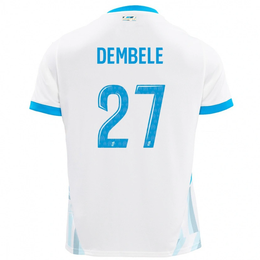 Danxen Mujer Camiseta Coumba Dembélé #27 Blanco Azul Cielo 1ª Equipación 2024/25 La Camisa