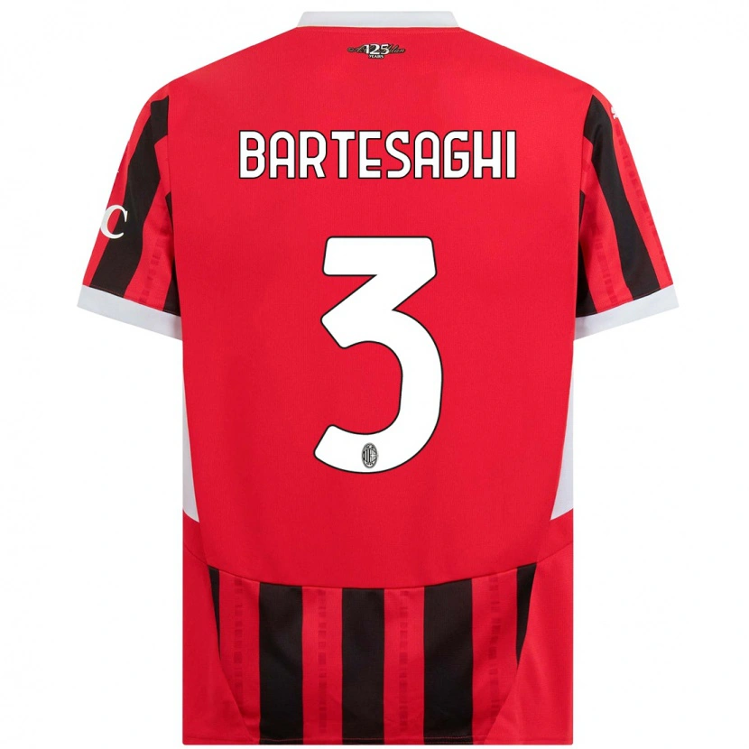 Danxen Mujer Camiseta Davide Bartesaghi #3 Rojo Negro 1ª Equipación 2024/25 La Camisa