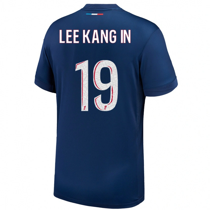 Danxen Mujer Camiseta Kang-In Lee #19 Azul Marino Blanco 1ª Equipación 2024/25 La Camisa