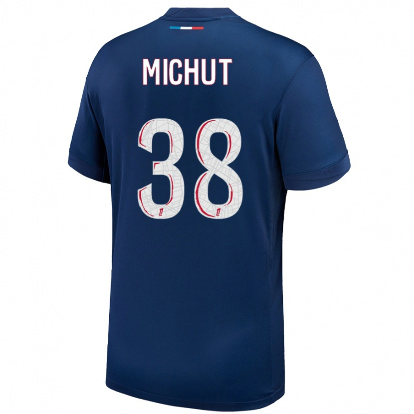 Danxen Mujer Camiseta Edouard Michut #38 Azul Marino Blanco 1ª Equipación 2024/25 La Camisa