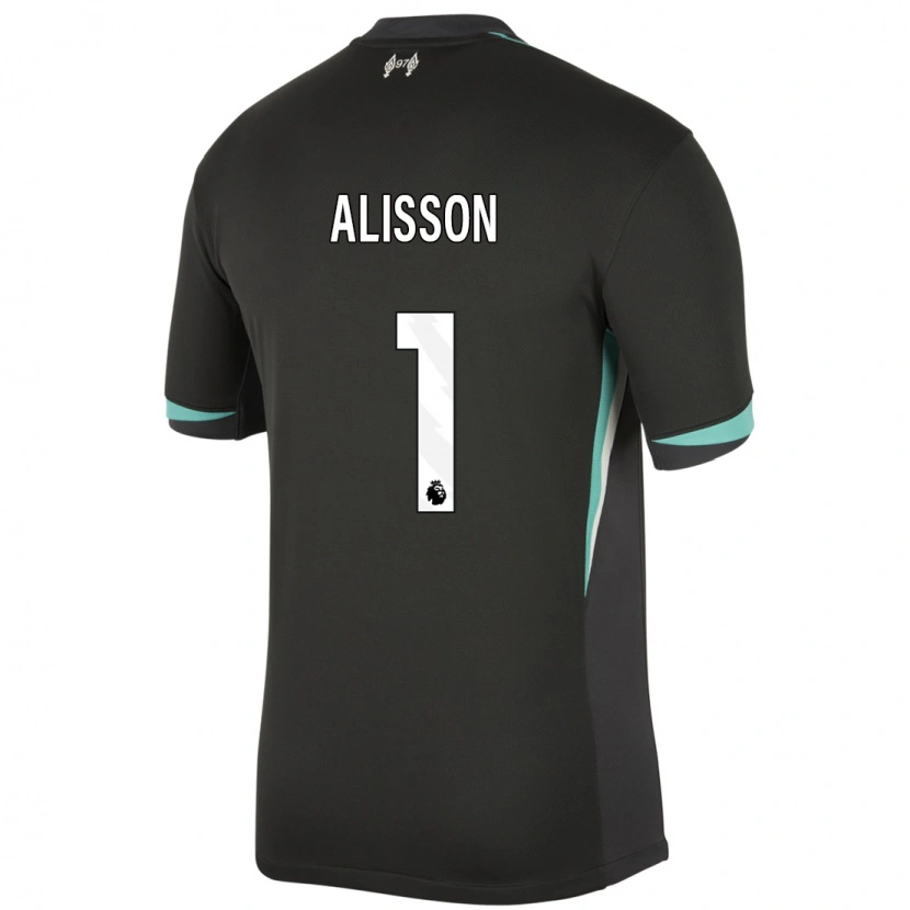 Danxen Mujer Camiseta Alisson #1 Negro Antracita Blanco 2ª Equipación 2024/25 La Camisa