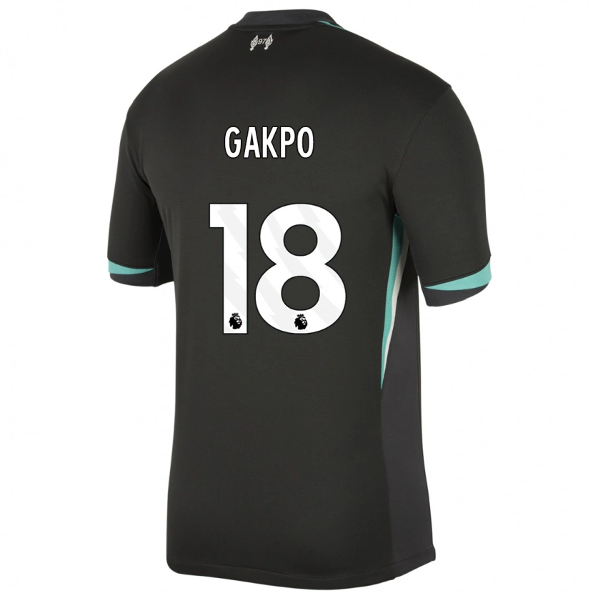 Danxen Mujer Camiseta Cody Gakpo #18 Negro Antracita Blanco 2ª Equipación 2024/25 La Camisa