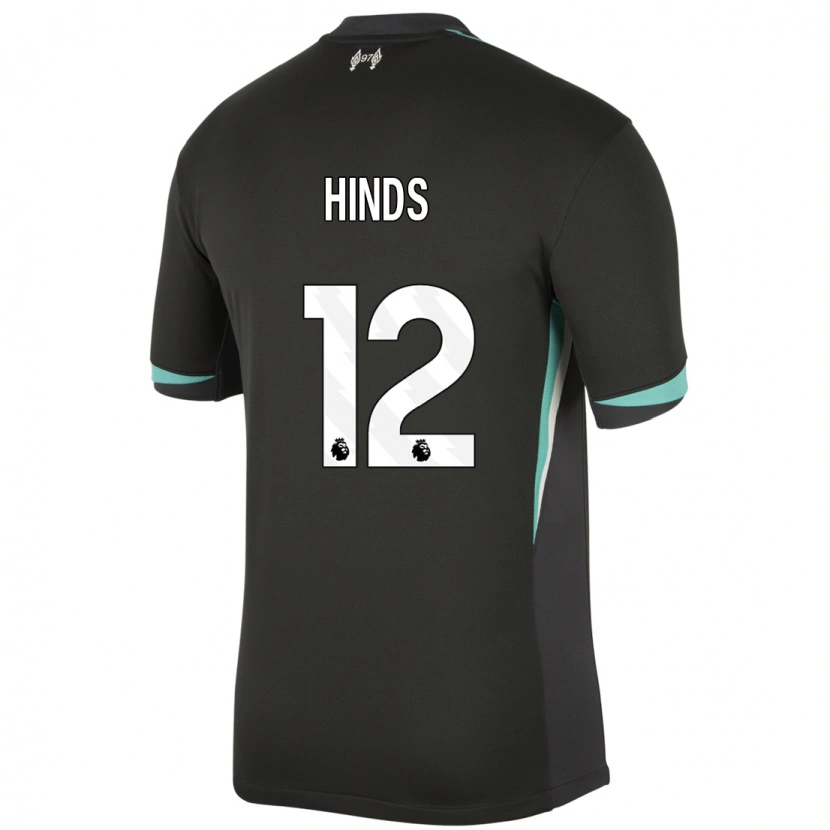 Danxen Mujer Camiseta Taylor Hinds #12 Negro Antracita Blanco 2ª Equipación 2024/25 La Camisa