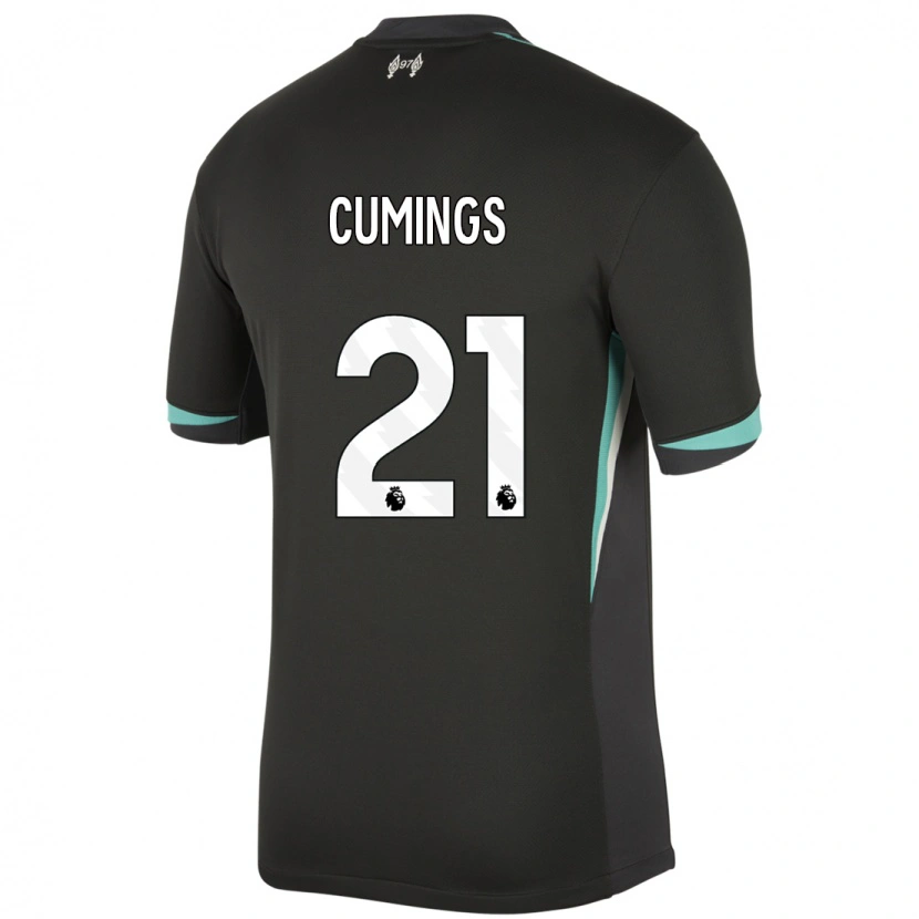 Danxen Mujer Camiseta Eartha Cumings #21 Negro Antracita Blanco 2ª Equipación 2024/25 La Camisa