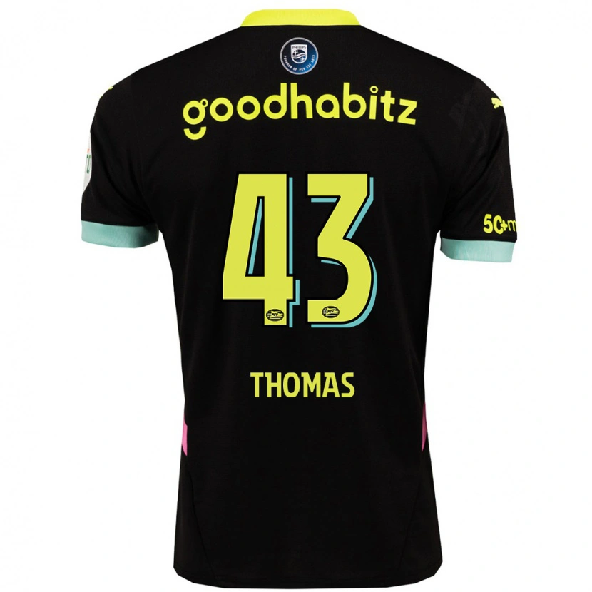 Danxen Mujer Camiseta Kealyn Thomas #43 Negro Amarillo 2ª Equipación 2024/25 La Camisa