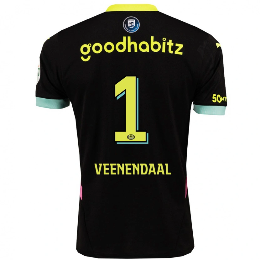 Danxen Mujer Camiseta Sari Van Veenendaal #1 Negro Amarillo 2ª Equipación 2024/25 La Camisa