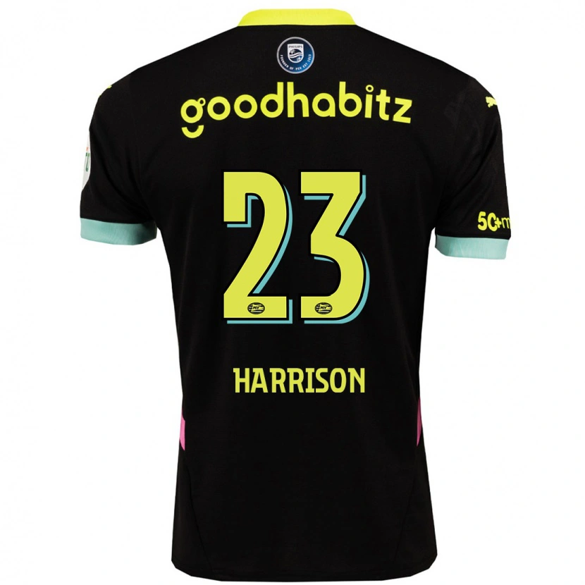 Danxen Mujer Camiseta Amy Harrison #23 Negro Amarillo 2ª Equipación 2024/25 La Camisa