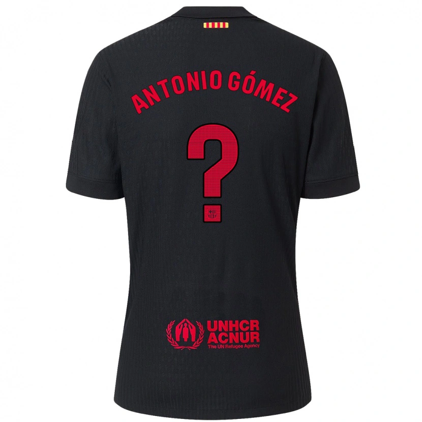 Danxen Mujer Camiseta Antonio Gómez #0 Negro Rojo 2ª Equipación 2024/25 La Camisa