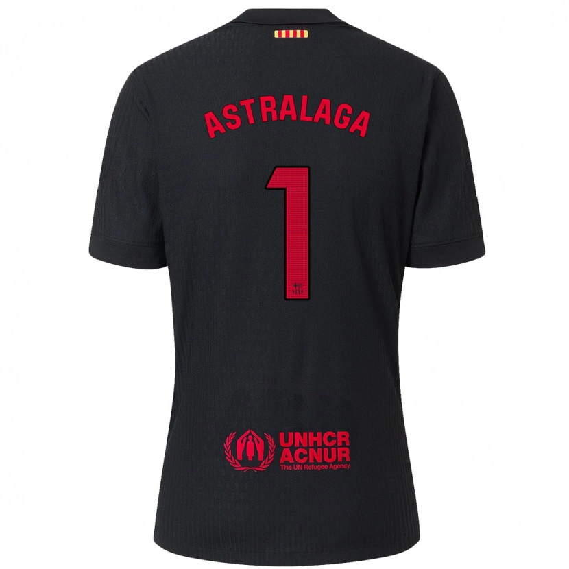 Danxen Mujer Camiseta Ander Astralaga #1 Negro Rojo 2ª Equipación 2024/25 La Camisa