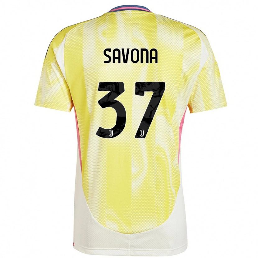 Danxen Mujer Camiseta Nicolò Savona #37 Amarillo Solar 2ª Equipación 2024/25 La Camisa