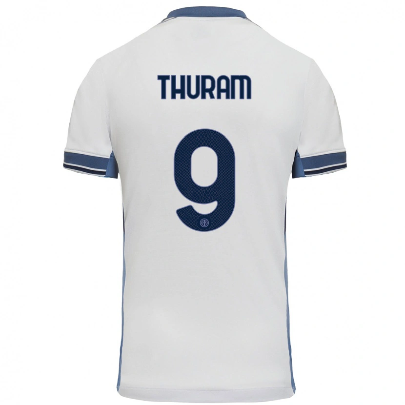 Danxen Mujer Camiseta Marcus Thuram #9 Blanco Gris 2ª Equipación 2024/25 La Camisa