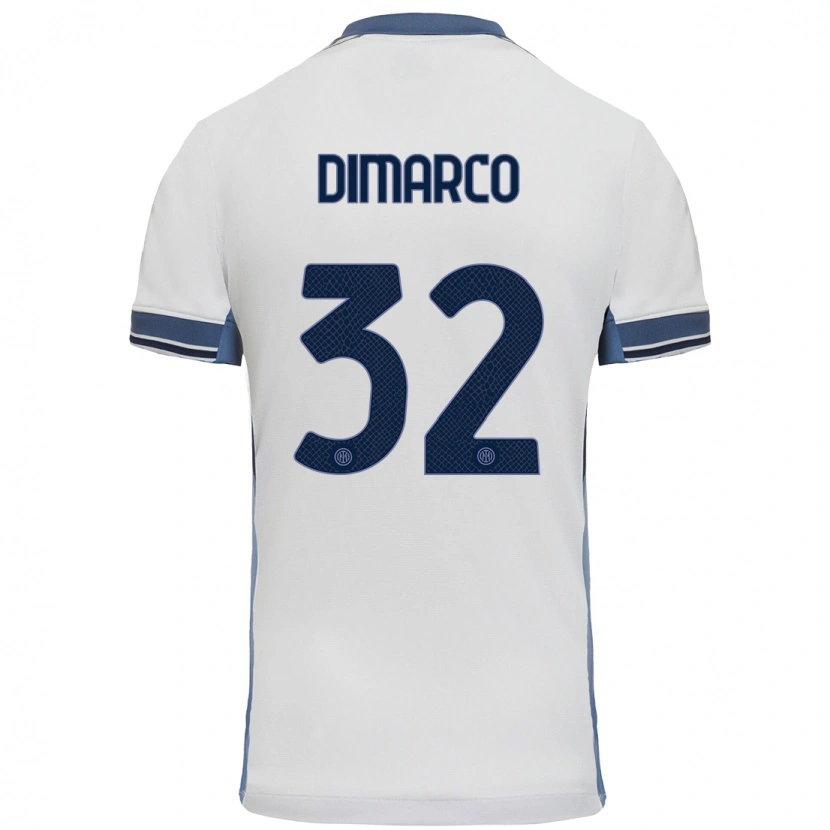 Danxen Mujer Camiseta Federico Dimarco #32 Blanco Gris 2ª Equipación 2024/25 La Camisa