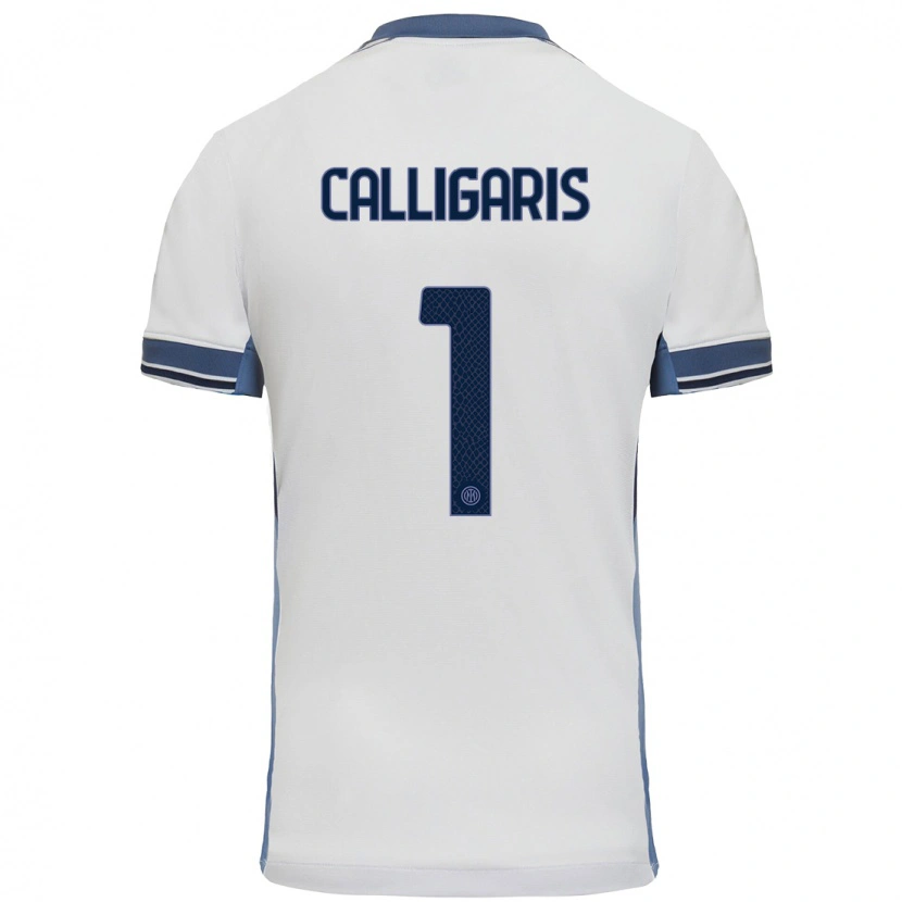 Danxen Mujer Camiseta Alessandro Calligaris #1 Blanco Gris 2ª Equipación 2024/25 La Camisa