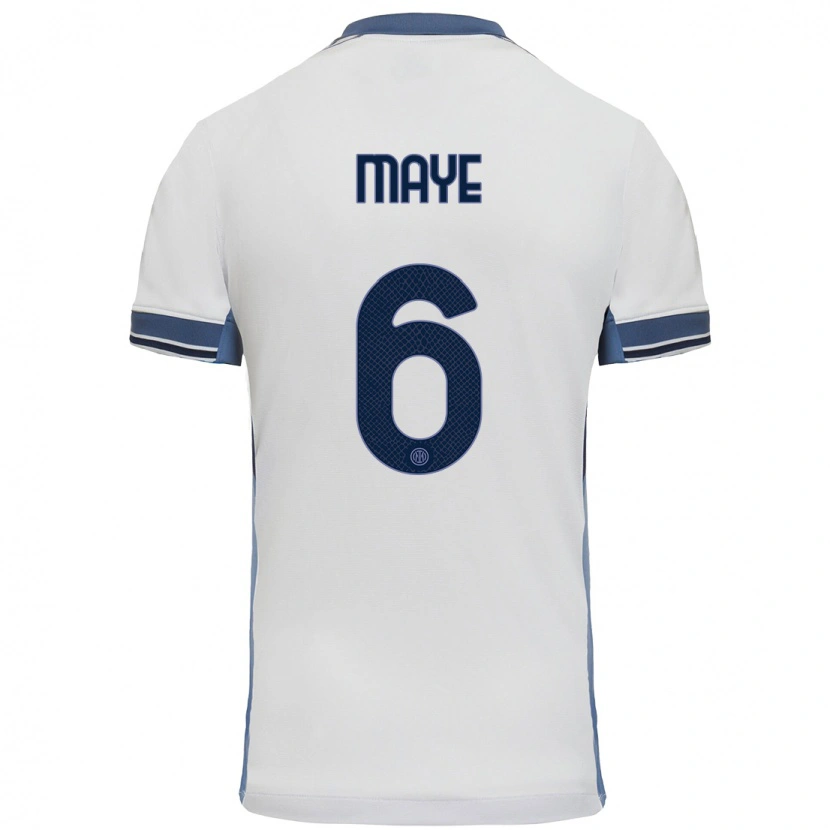 Danxen Mujer Camiseta Yvan Maye #6 Blanco Gris 2ª Equipación 2024/25 La Camisa