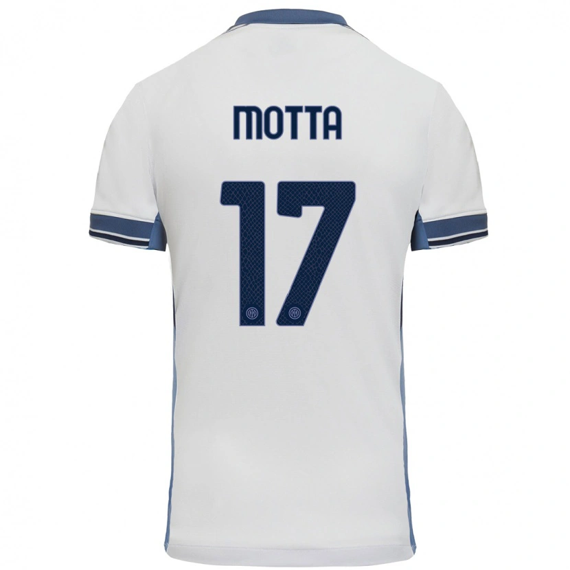 Danxen Mujer Camiseta Matteo Motta #17 Blanco Gris 2ª Equipación 2024/25 La Camisa