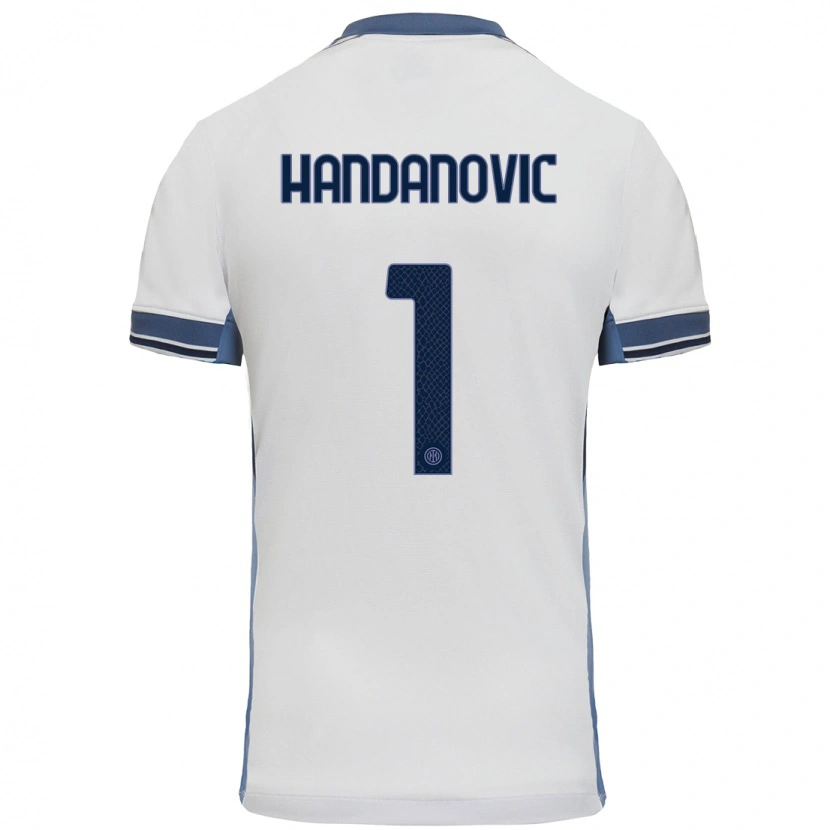 Danxen Mujer Camiseta Samir Handanovic #1 Blanco Gris 2ª Equipación 2024/25 La Camisa