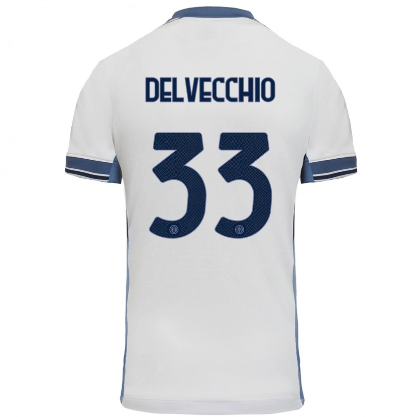 Danxen Mujer Camiseta Gabriele Delvecchio #33 Blanco Gris 2ª Equipación 2024/25 La Camisa