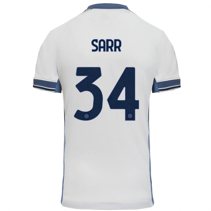 Danxen Mujer Camiseta Amadou Sarr #34 Blanco Gris 2ª Equipación 2024/25 La Camisa