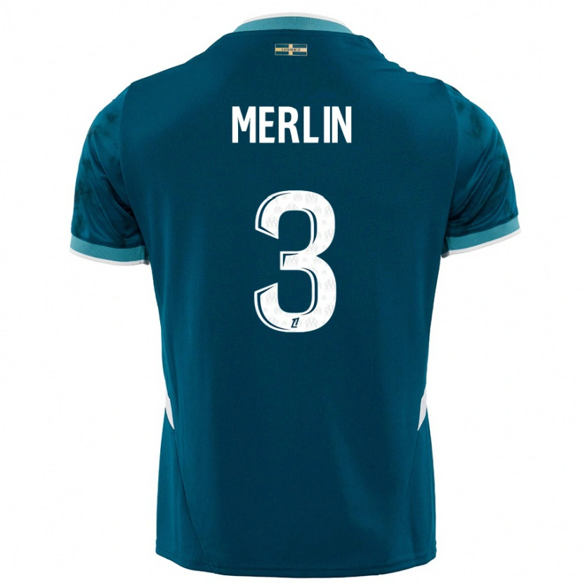 Danxen Mujer Camiseta Quentin Merlin #3 Azul Turquesa 2ª Equipación 2024/25 La Camisa