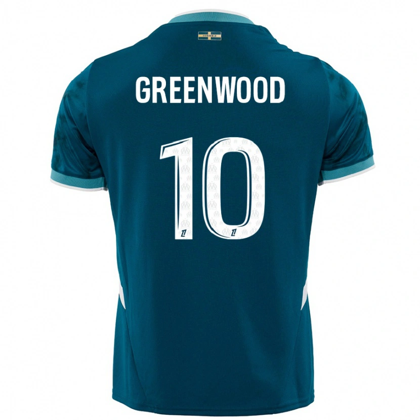 Danxen Mujer Camiseta Mason Greenwood #10 Azul Turquesa 2ª Equipación 2024/25 La Camisa