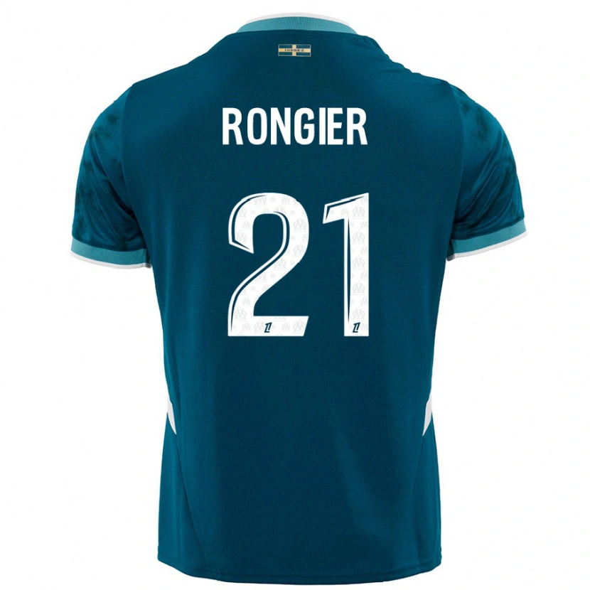 Danxen Mujer Camiseta Valentin Rongier #21 Azul Turquesa 2ª Equipación 2024/25 La Camisa