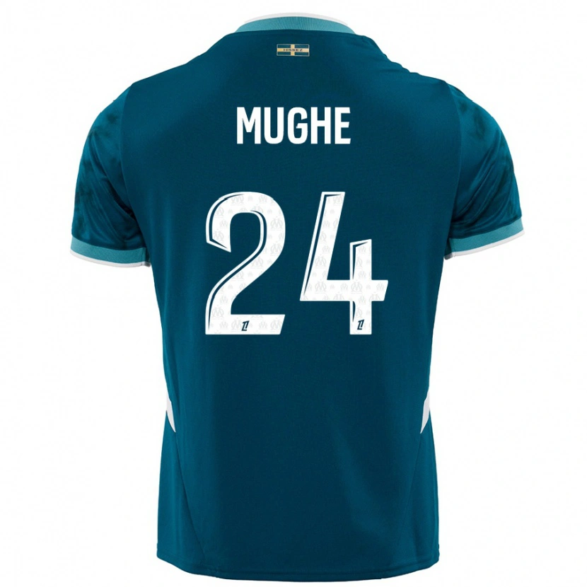 Danxen Mujer Camiseta François Mughe #24 Azul Turquesa 2ª Equipación 2024/25 La Camisa