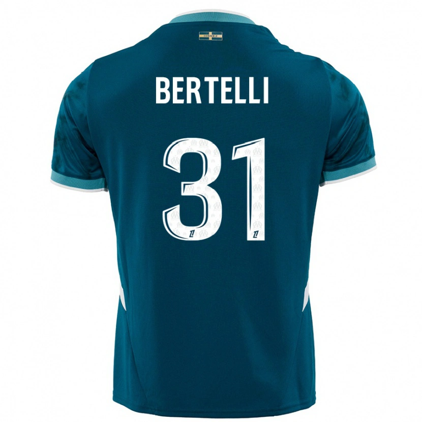 Danxen Mujer Camiseta Ugo Bertelli #31 Azul Turquesa 2ª Equipación 2024/25 La Camisa