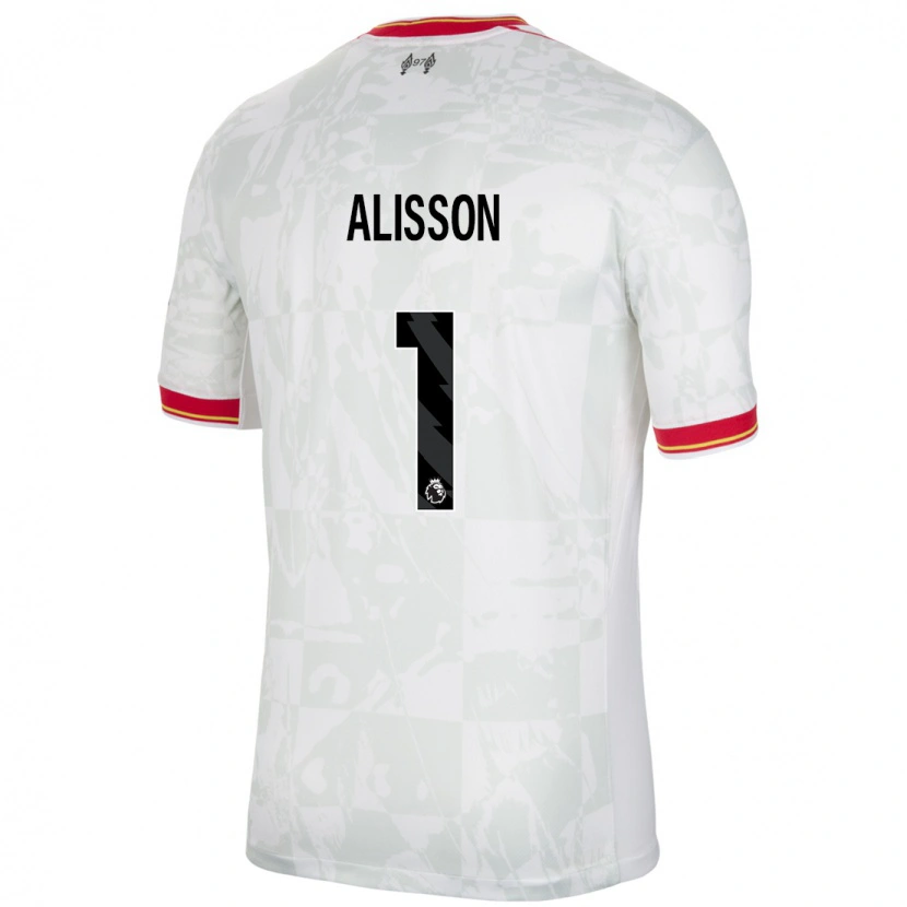 Danxen Mujer Camiseta Alisson #1 Blanco Rojo Negro Equipación Tercera 2024/25 La Camisa