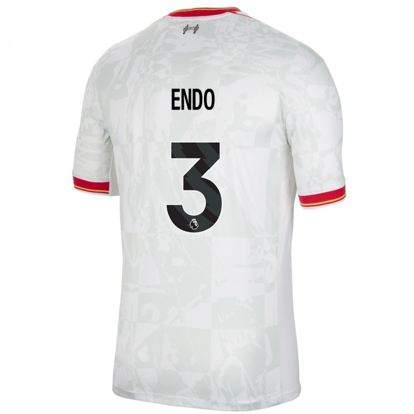 Danxen Mujer Camiseta Wataru Endo #3 Blanco Rojo Negro Equipación Tercera 2024/25 La Camisa