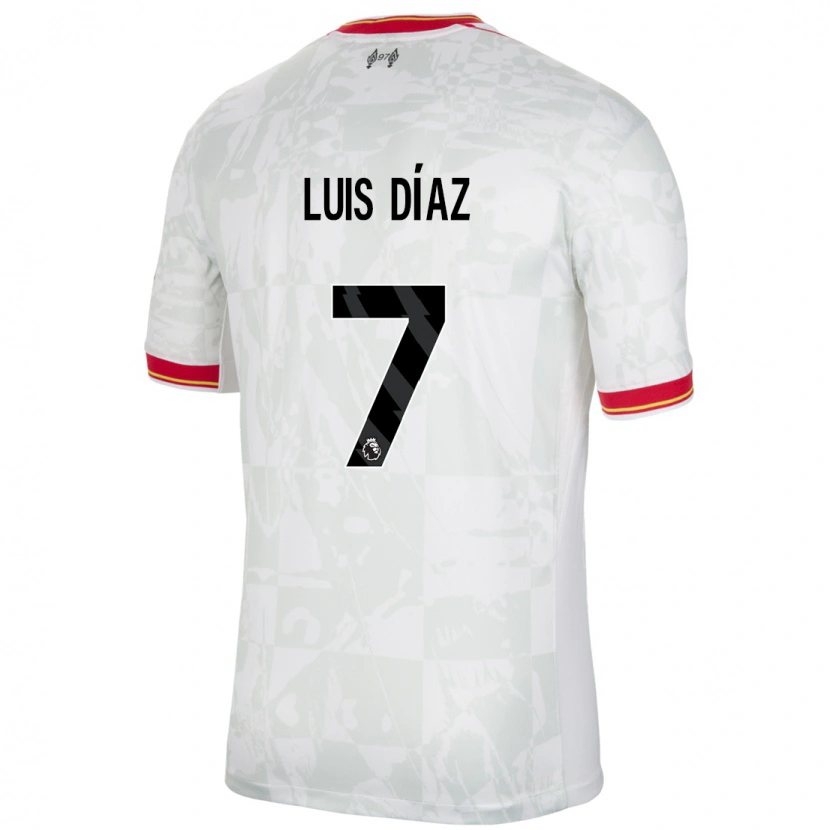 Danxen Mujer Camiseta Luis Díaz #7 Blanco Rojo Negro Equipación Tercera 2024/25 La Camisa