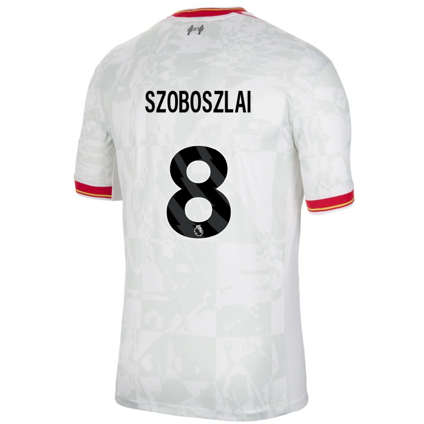 Danxen Mujer Camiseta Dominik Szoboszlai #8 Blanco Rojo Negro Equipación Tercera 2024/25 La Camisa