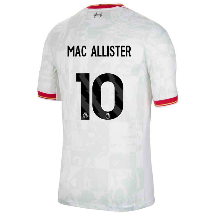 Danxen Mujer Camiseta Alexis Mac Allister #10 Blanco Rojo Negro Equipación Tercera 2024/25 La Camisa