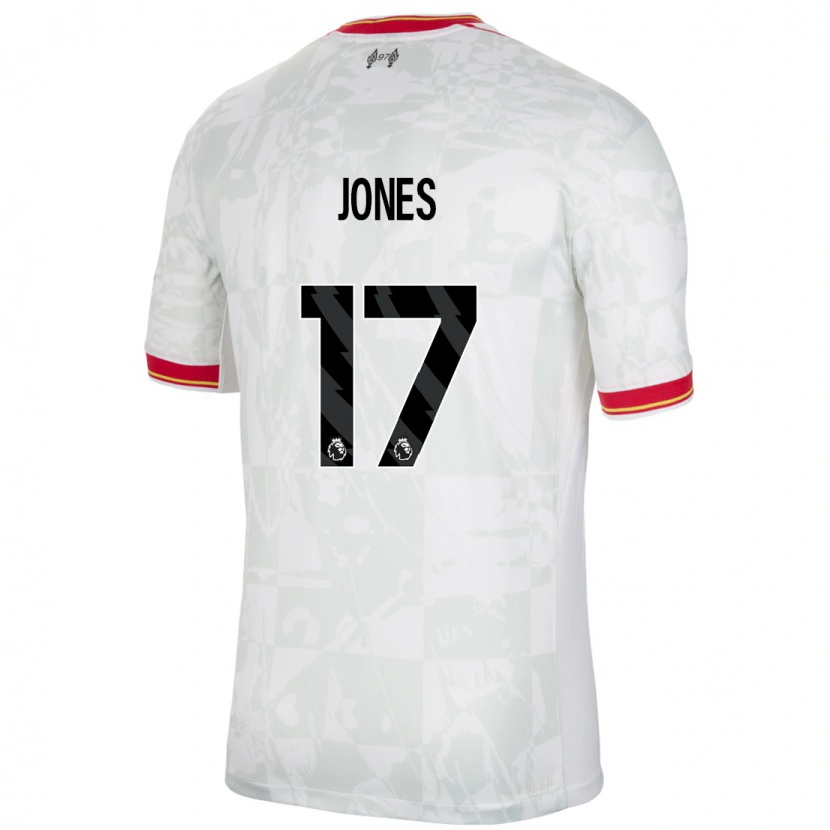 Danxen Mujer Camiseta Curtis Jones #17 Blanco Rojo Negro Equipación Tercera 2024/25 La Camisa