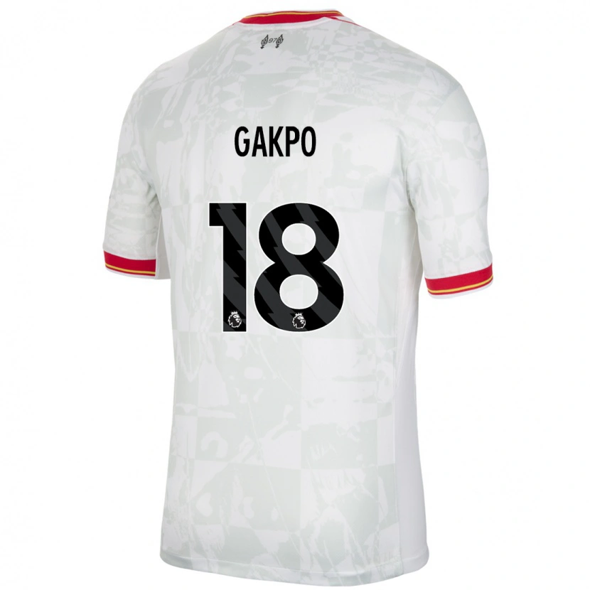 Danxen Mujer Camiseta Cody Gakpo #18 Blanco Rojo Negro Equipación Tercera 2024/25 La Camisa