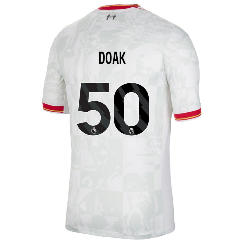 Danxen Mujer Camiseta Ben Doak #50 Blanco Rojo Negro Equipación Tercera 2024/25 La Camisa