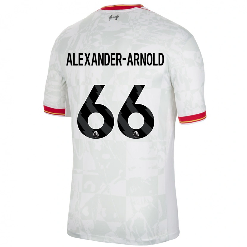 Danxen Mujer Camiseta Trent Alexander-Arnold #66 Blanco Rojo Negro Equipación Tercera 2024/25 La Camisa