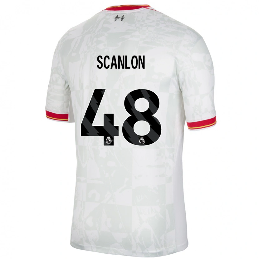 Danxen Mujer Camiseta Calum Scanlon #48 Blanco Rojo Negro Equipación Tercera 2024/25 La Camisa