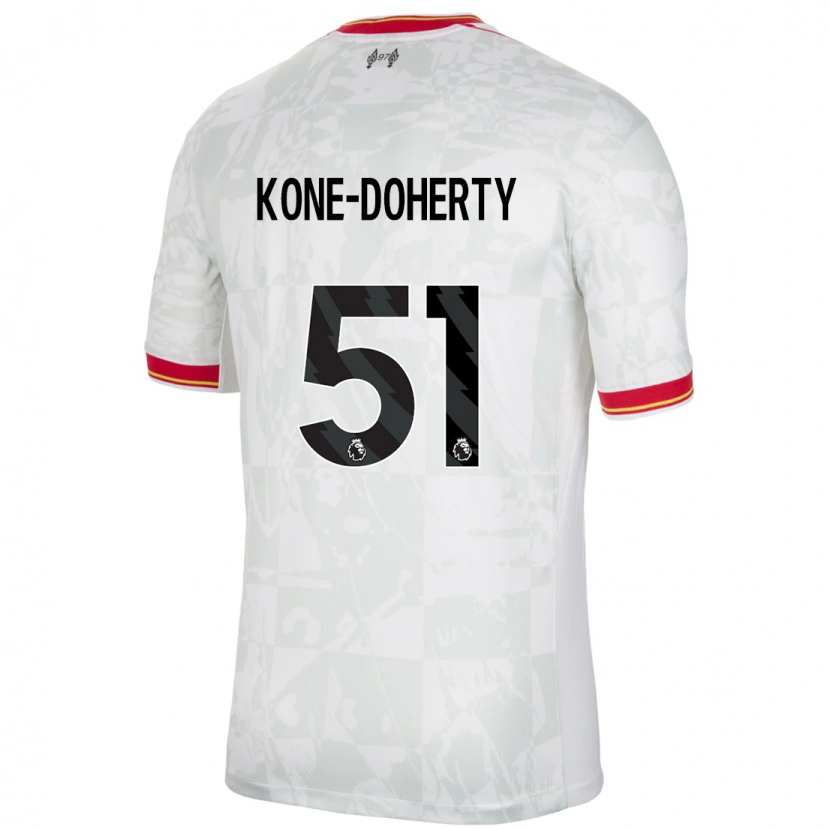 Danxen Mujer Camiseta Trent Kone-Doherty #51 Blanco Rojo Negro Equipación Tercera 2024/25 La Camisa