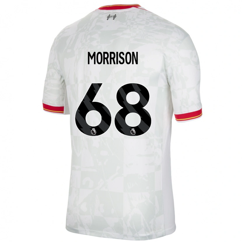 Danxen Mujer Camiseta Kieran Morrison #68 Blanco Rojo Negro Equipación Tercera 2024/25 La Camisa