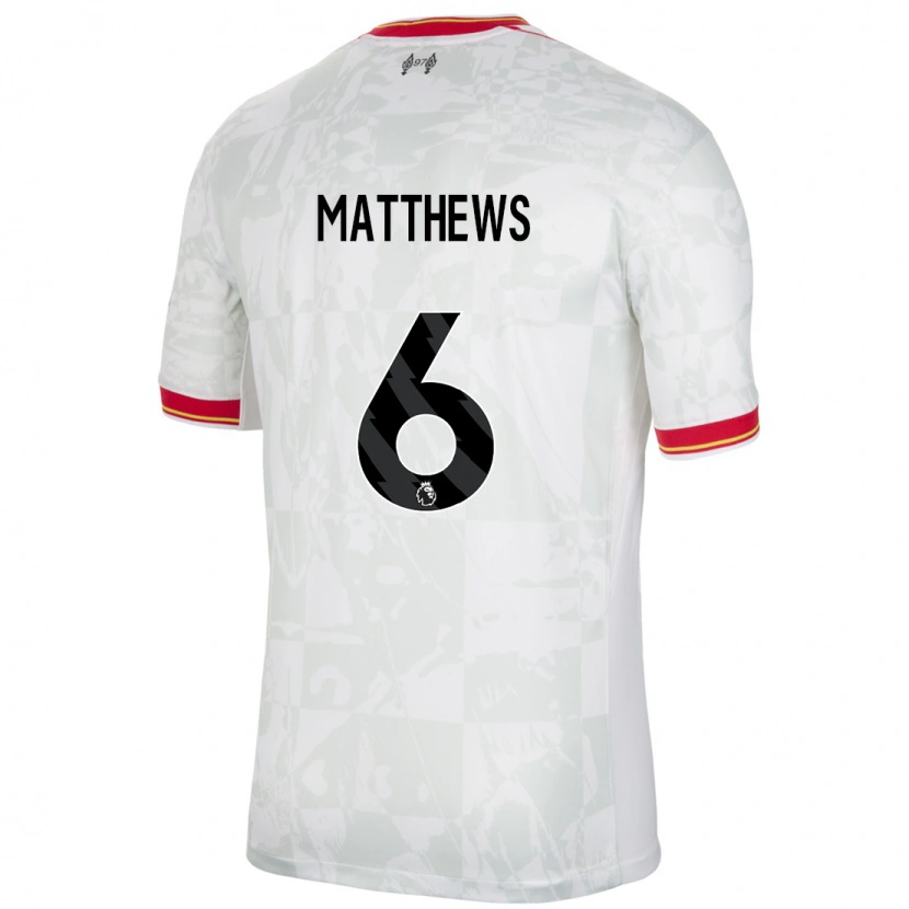 Danxen Mujer Camiseta Jasmine Matthews #6 Blanco Rojo Negro Equipación Tercera 2024/25 La Camisa