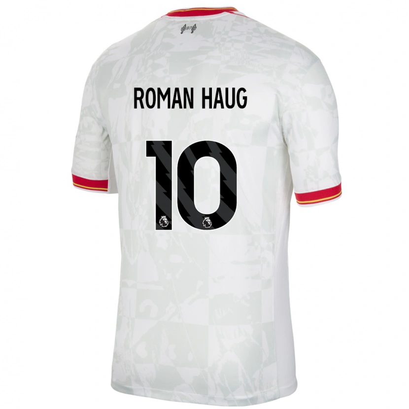 Danxen Mujer Camiseta Sophie Román Haug #10 Blanco Rojo Negro Equipación Tercera 2024/25 La Camisa