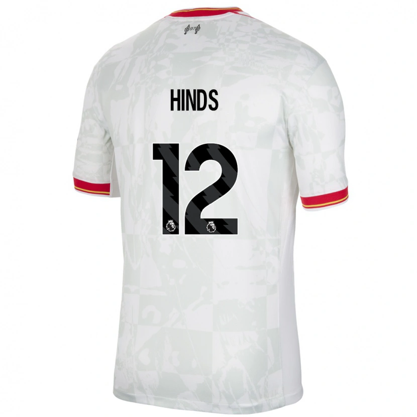 Danxen Mujer Camiseta Taylor Hinds #12 Blanco Rojo Negro Equipación Tercera 2024/25 La Camisa