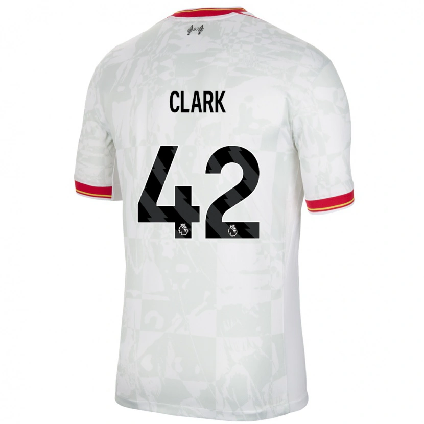 Danxen Mujer Camiseta Bobby Clark #42 Blanco Rojo Negro Equipación Tercera 2024/25 La Camisa