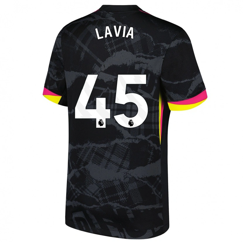 Danxen Mujer Camiseta Roméo Lavia #45 Negro Rosa Equipación Tercera 2024/25 La Camisa