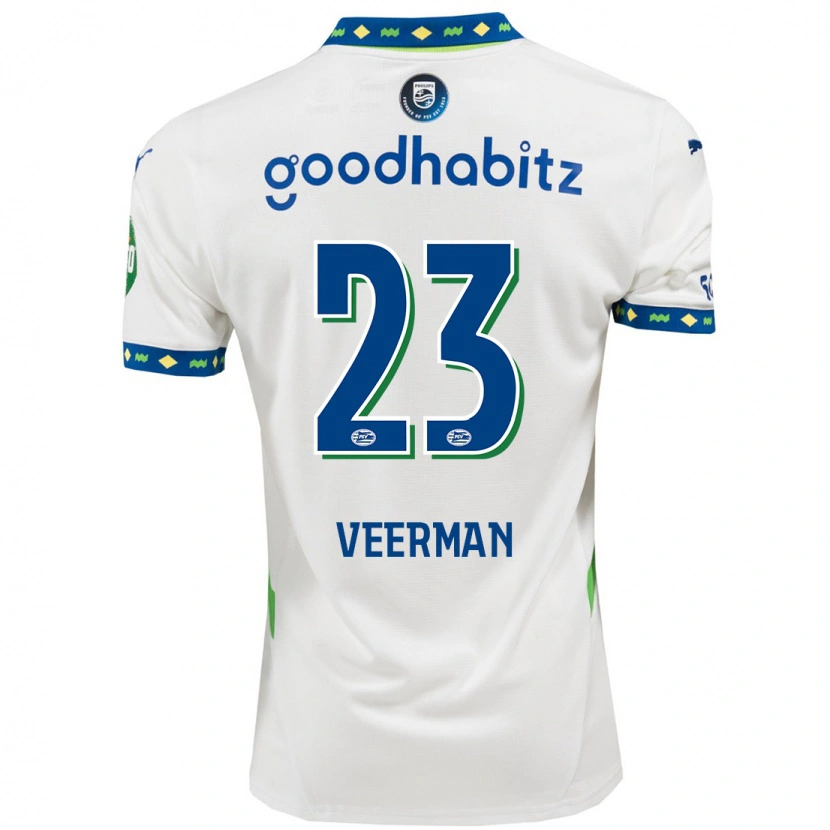 Danxen Mujer Camiseta Joey Veerman #23 Blanco Azul Oscuro Equipación Tercera 2024/25 La Camisa