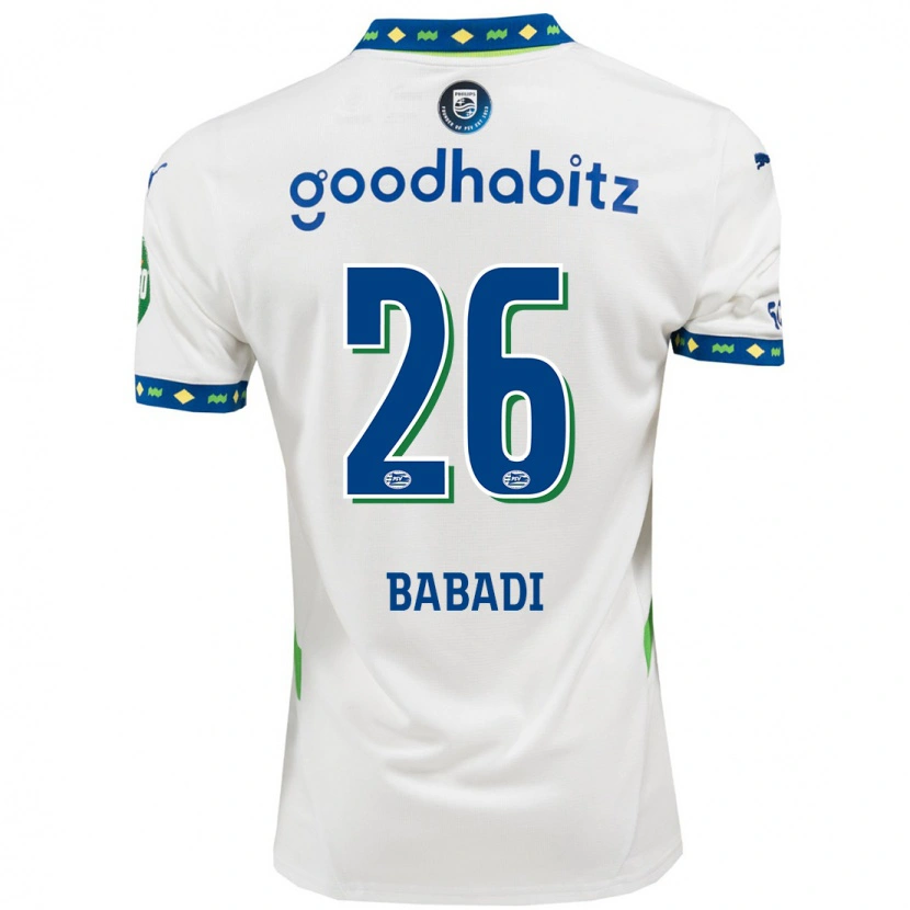 Danxen Mujer Camiseta Isaac Babadi #26 Blanco Azul Oscuro Equipación Tercera 2024/25 La Camisa