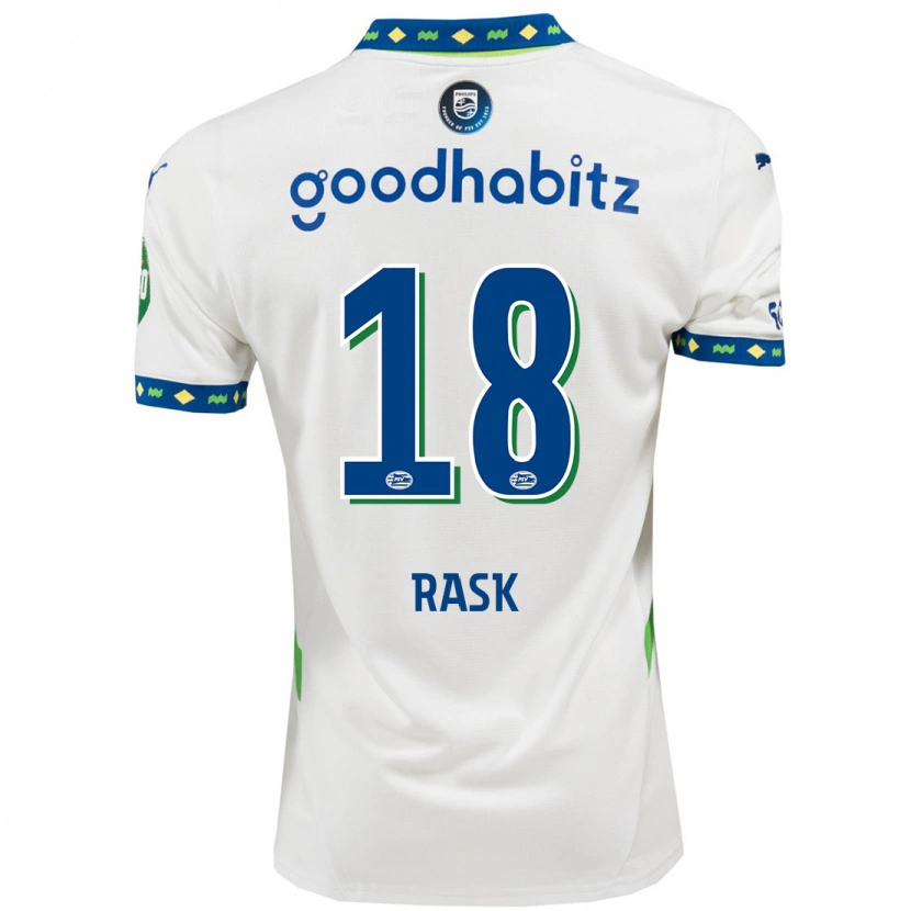 Danxen Mujer Camiseta Caroline Rask #18 Blanco Azul Oscuro Equipación Tercera 2024/25 La Camisa