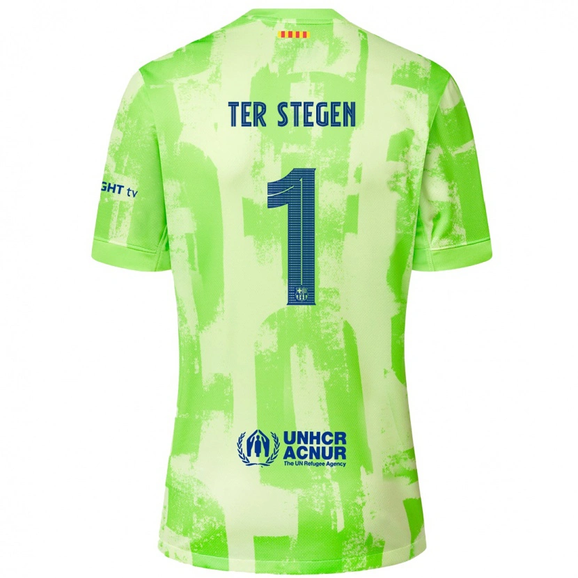 Danxen Mujer Camiseta Marc-André Ter Stegen #1 Lima Equipación Tercera 2024/25 La Camisa